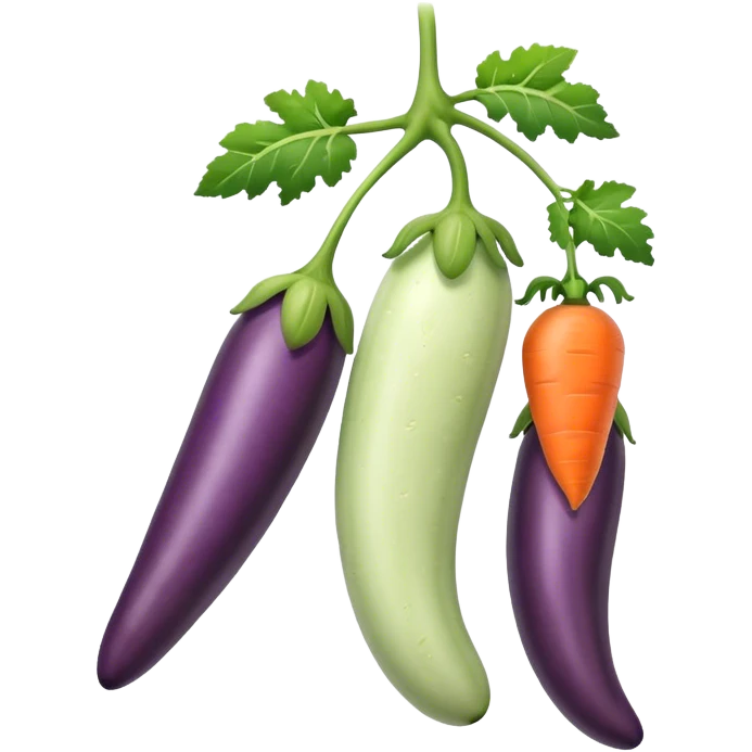 eggplant, cucumber, carrot, hanging emoji