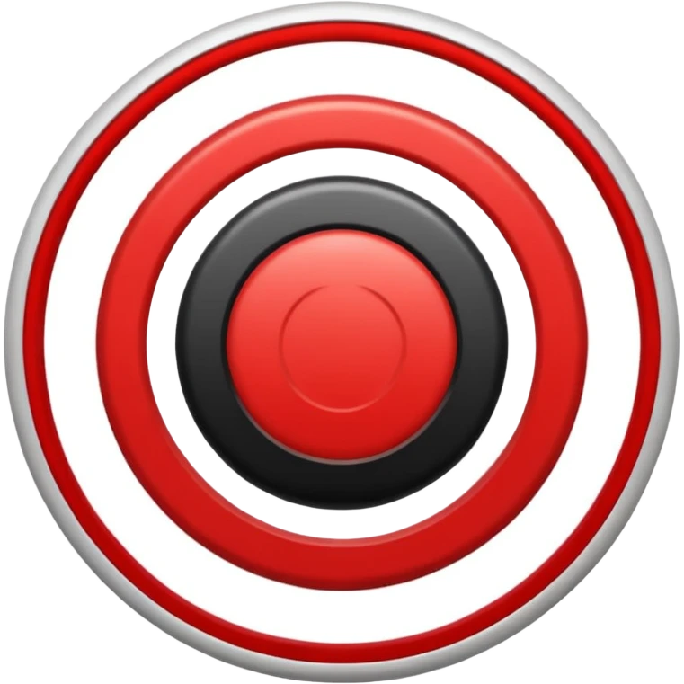A black circle surrounded by a white circle surrounded by a red circle there should only be 3 rings- smallest circle should be black then white bigger and then red biggesy emoji