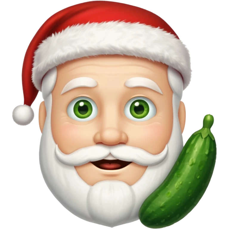 Santa with cucumber slices on his eyes emoji