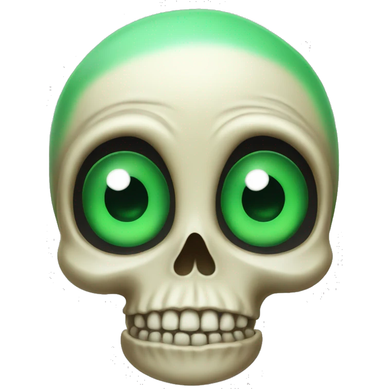 A big eyed skull with green hair emoji