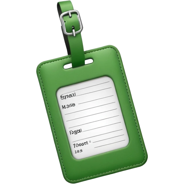 green luggage tag emoji