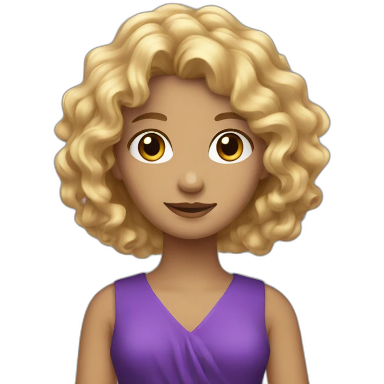 Curly blonde girl with a purple dress emoji
