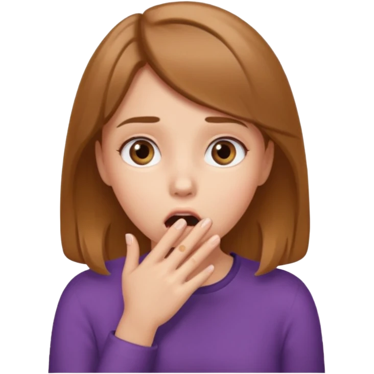 elleri ağzında şaşrımıs bir kız çocuğu emoji