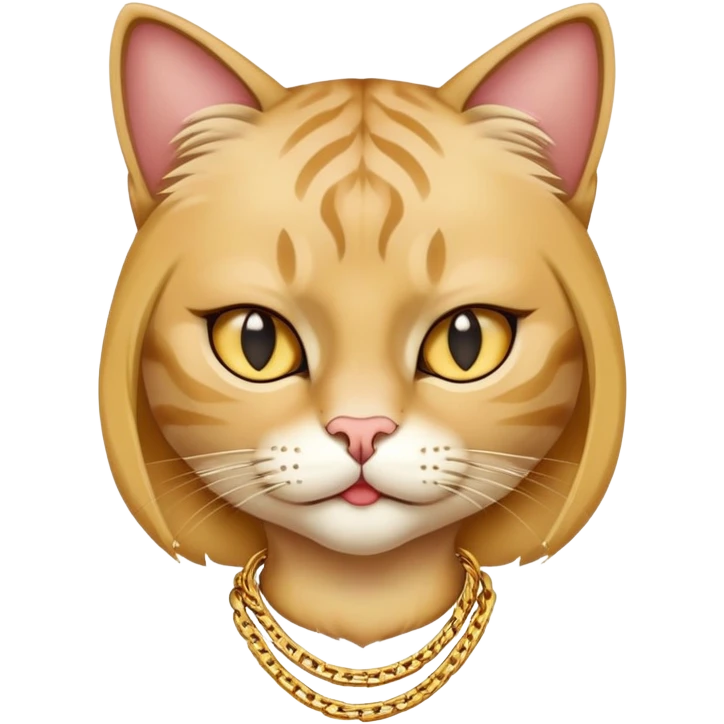 judgy female cat with gold chains, hip-hop style emoji