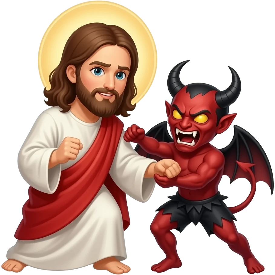 Jesus beating Satan emoji