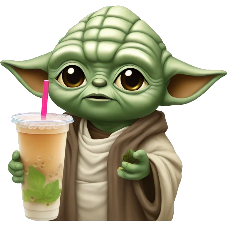 yoda with a bubble tea emoji