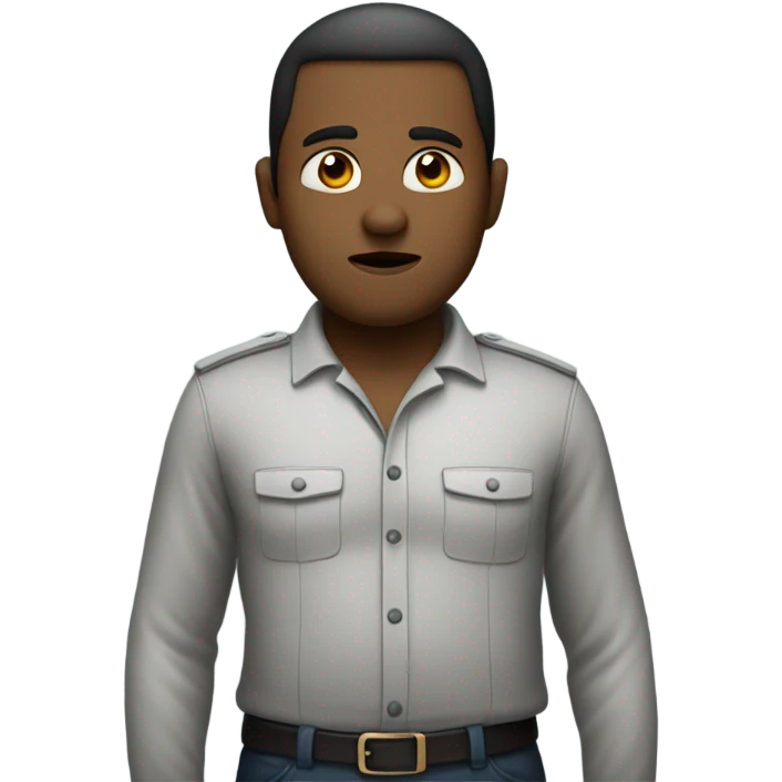 person standing with their arms in a akimbo stance. (arms on the hips) and with a serious face like he is waiting  emoji