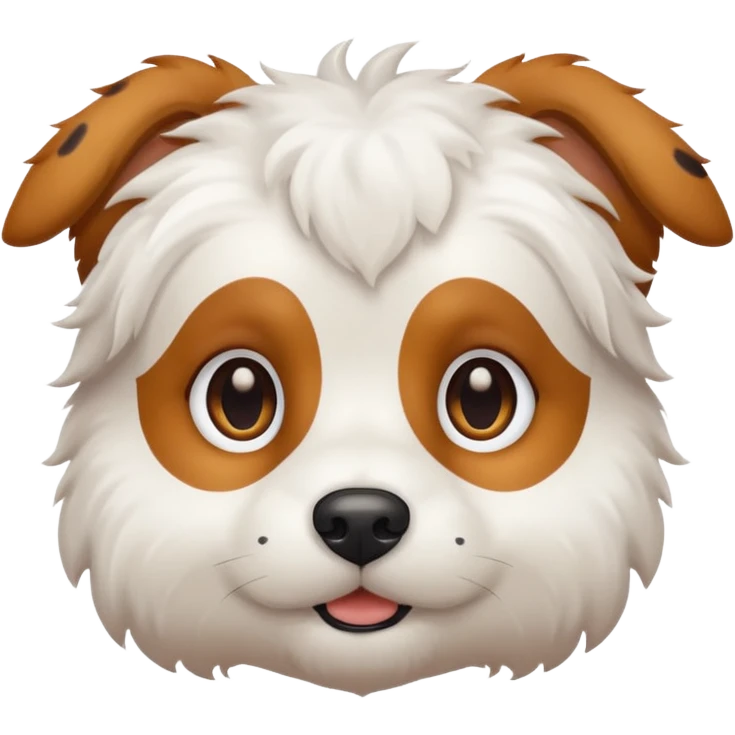 White dog with brown spots on eyes fluffy emoji