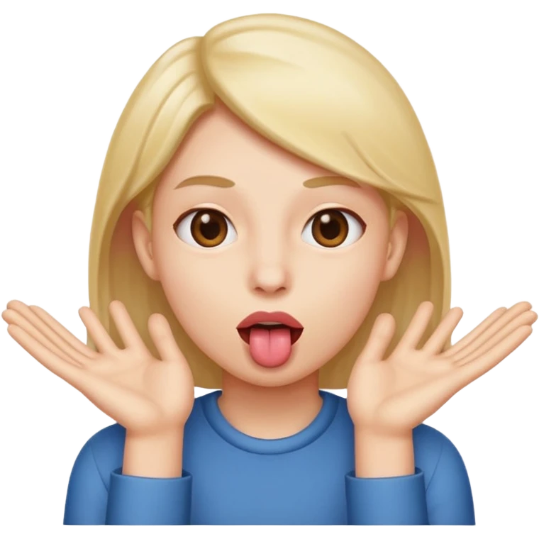 Face with tongue poking with hands on the side emoji
