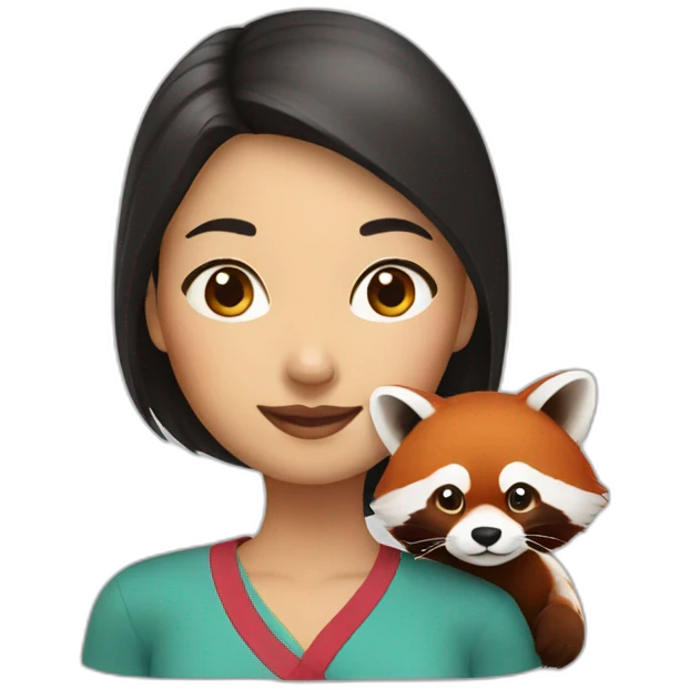 Asian woman with red panda emoji