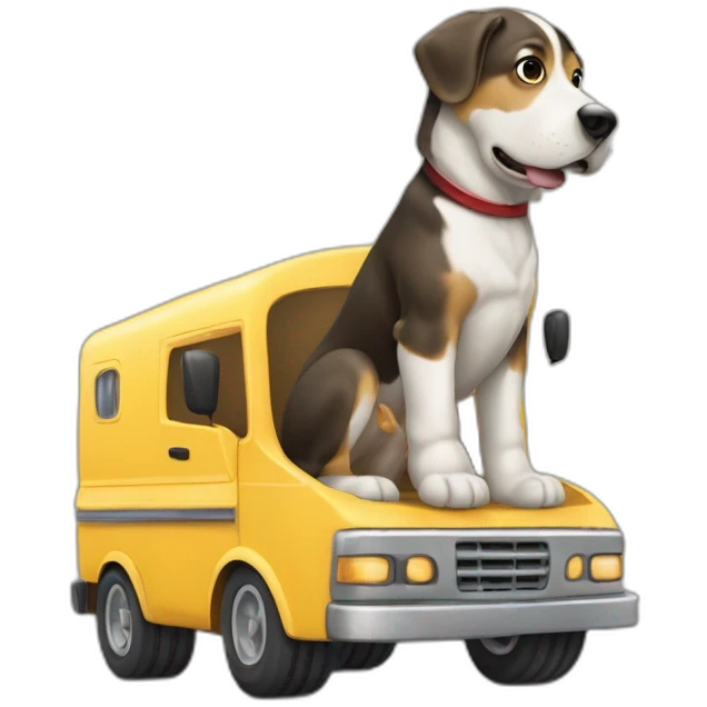 Un chien qui conduit un camion emoji