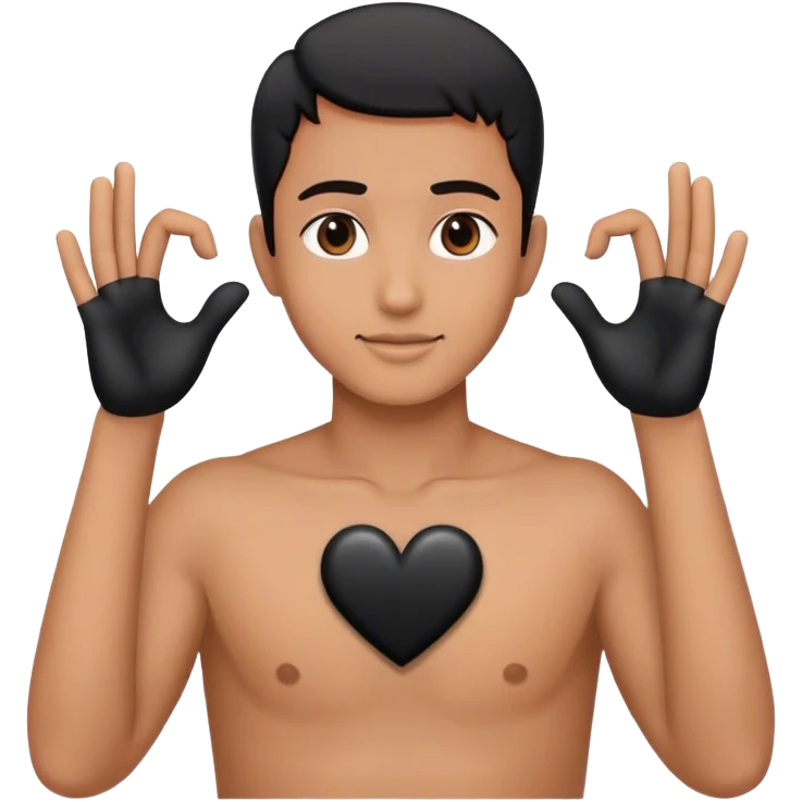 Heart hands with black heart emoji