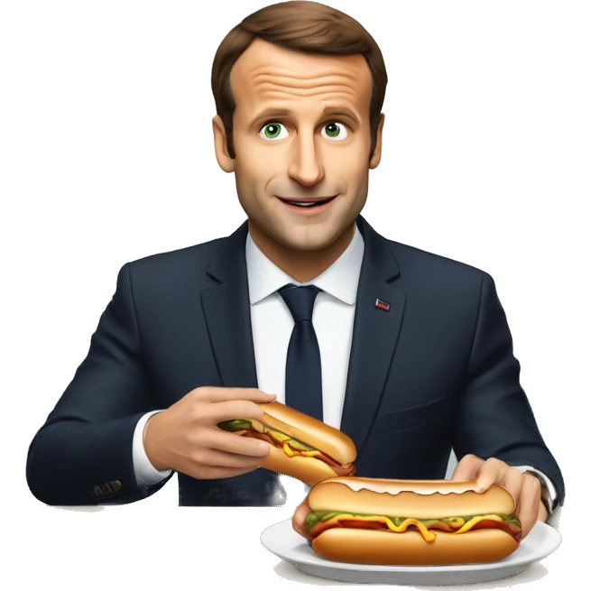 Macron qui mange un hot dog emoji