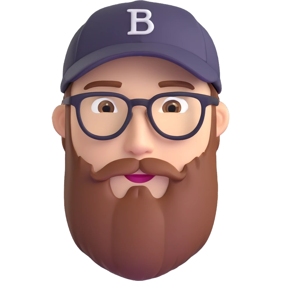 adventurer with beard, glasses and backwards baseball cap emoji