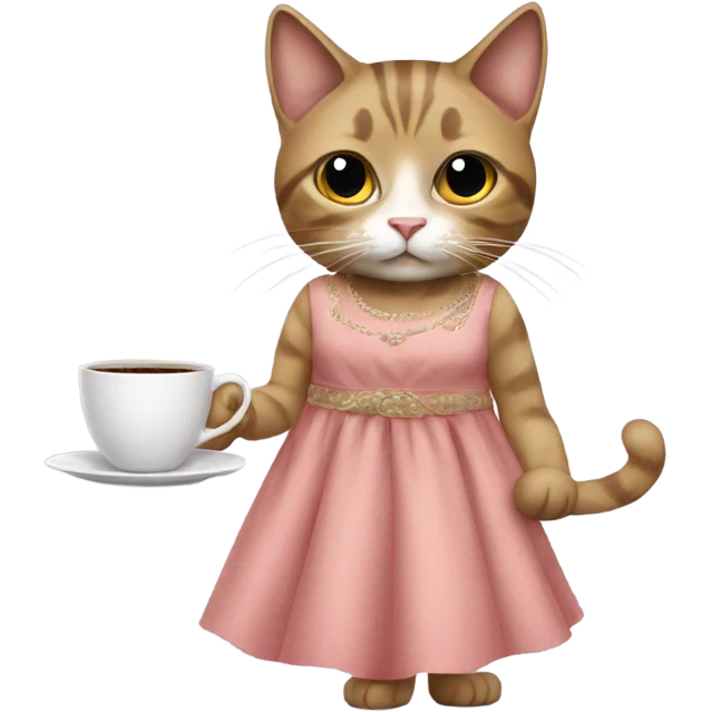 cat in dress with coffee  emoji