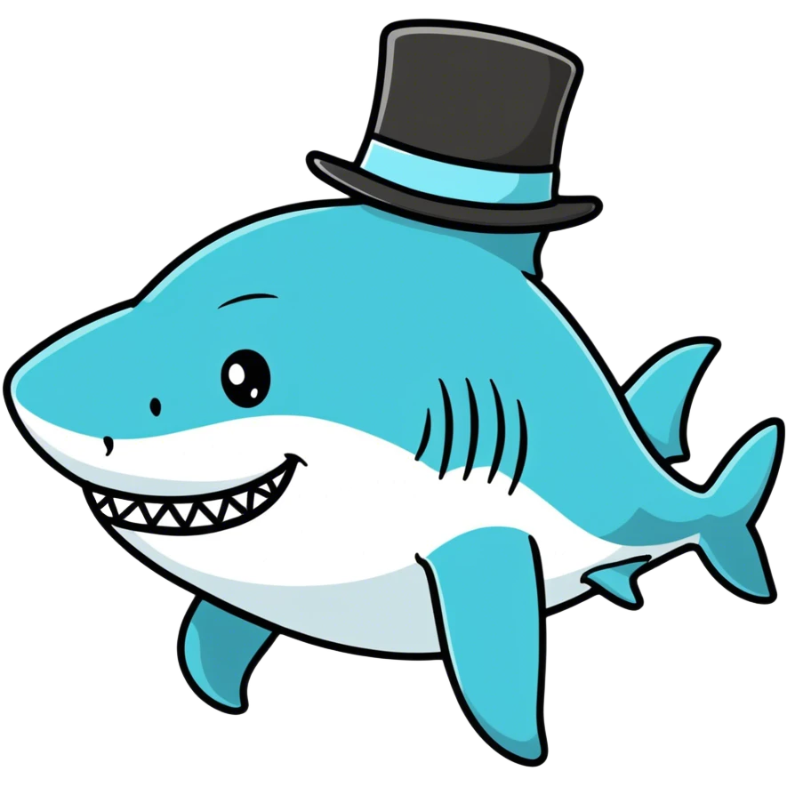 Shark with a top hat emoji