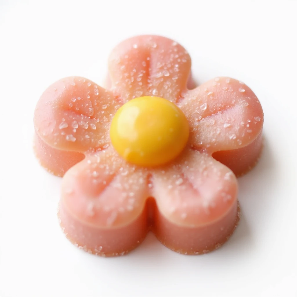 realistic flower-shaped candy with a sugar coating, isolated on a transparent background, no visible background emoji