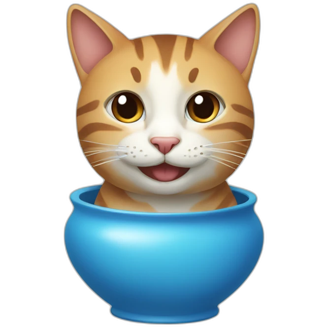 the head of a smiling cat emerging from a blue vase emoji