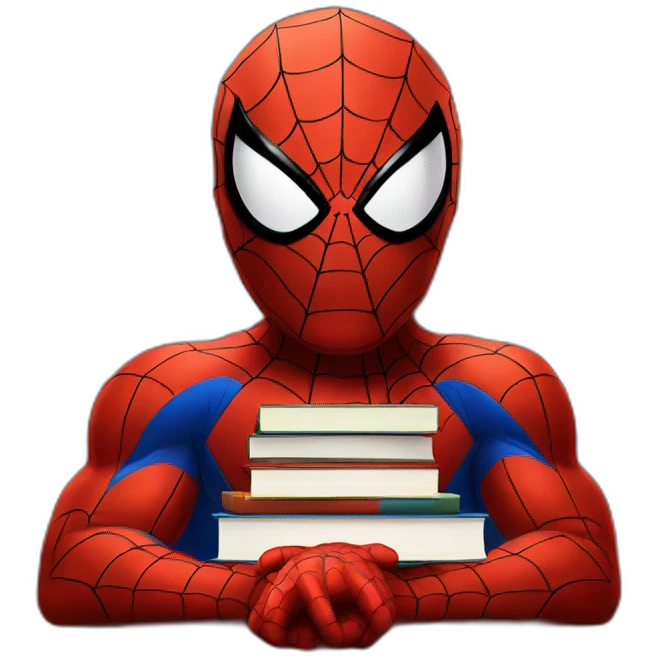 Spiderman with books emoji