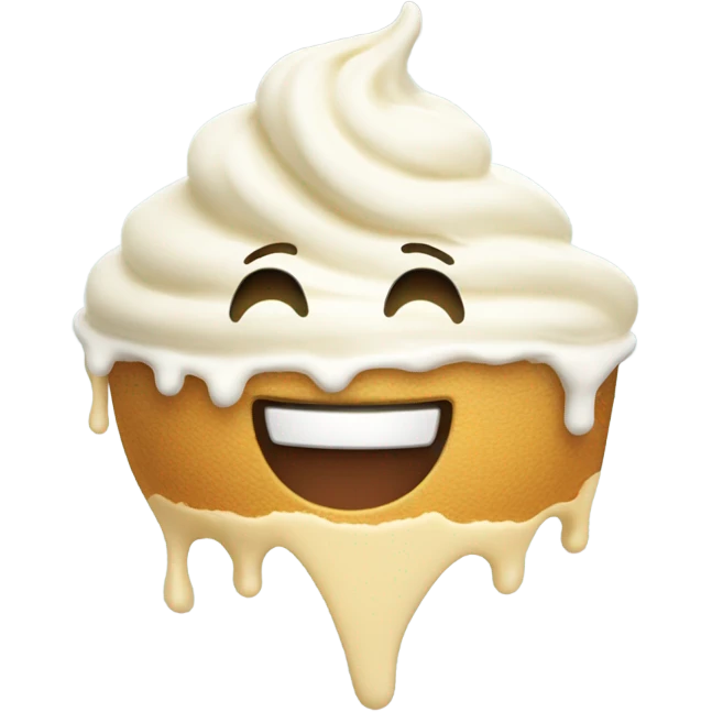happy face with splashed vanilla ice cream on face emoji