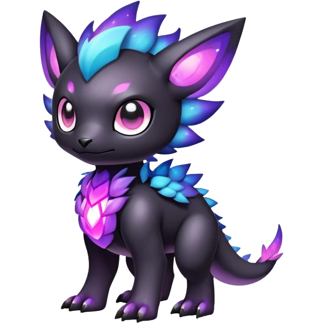 Cute cool colorful dark nebula fantasy-Fakemon-Digimon-animal-hybrid full body emoji