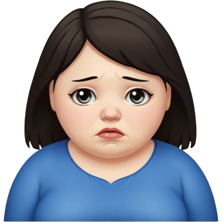 Sad fat girl lifting dark hair emoji