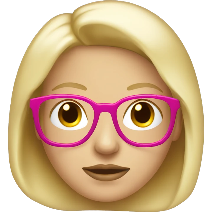 Femme blonde avec lunettes roses et main levée emoji