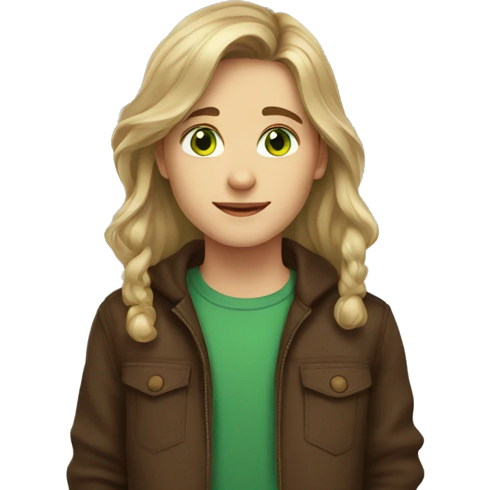 brown haired girl with blonde highlights and green eyes boy with brown hair and brown eyes emoji