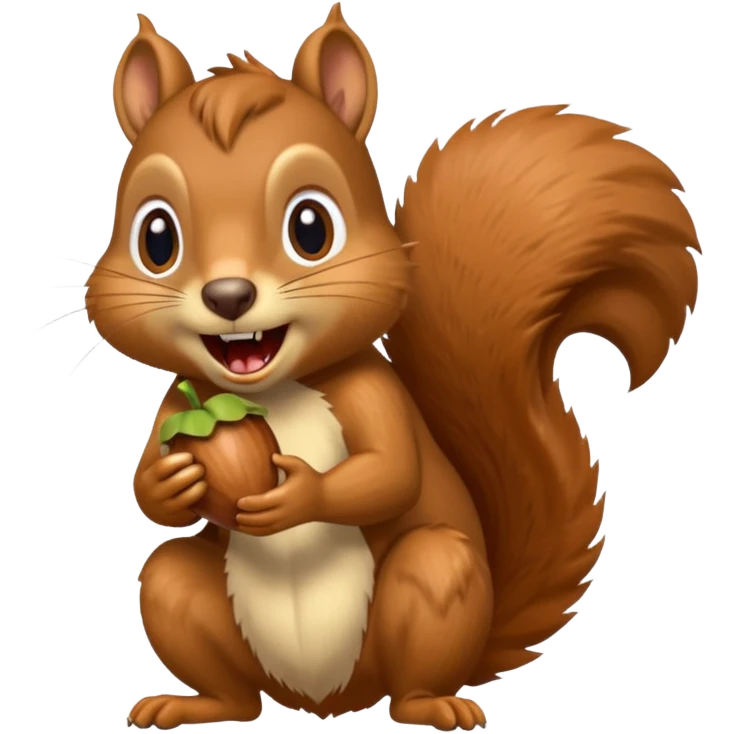 long toothed squirrel eats acorn, panicking in fear emoji