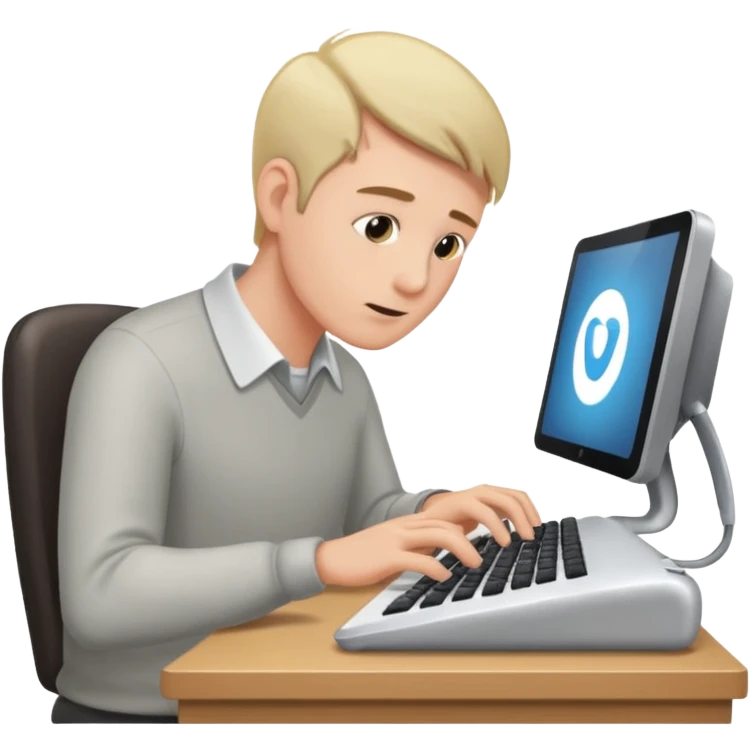 Man tapping computer emoji