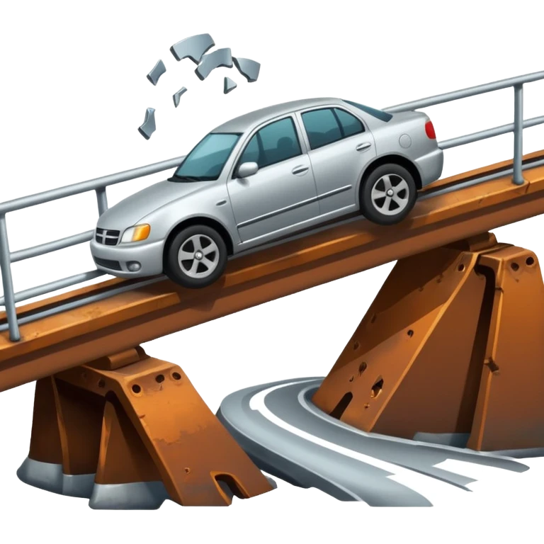 car falling off bridge emoji