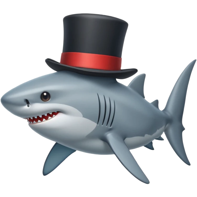 Shark with a top hat emoji