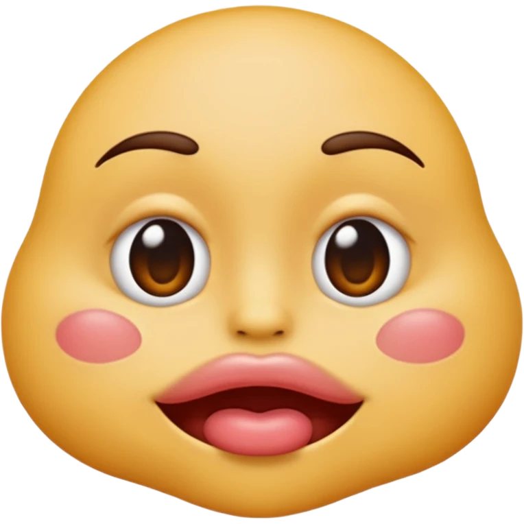 

I'd like an emoji with slightly squinty eyes, a mouth giving a tight kiss with little creases around the lips emoji