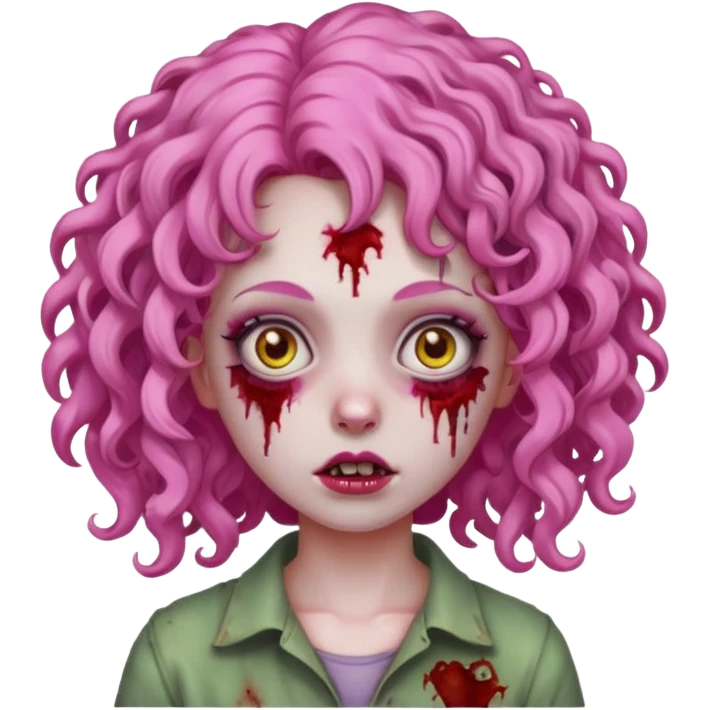 zombie girl with pink curly hair  emoji