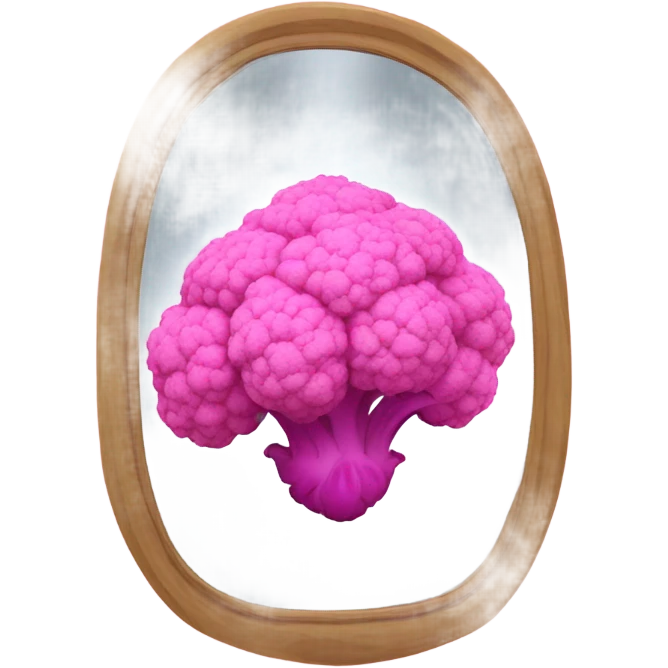 pink cauliflower looking in mirror emoji