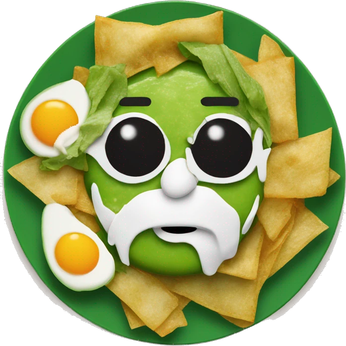 Plato de Chilaquiles verdes sin huevo y pollo  emoji