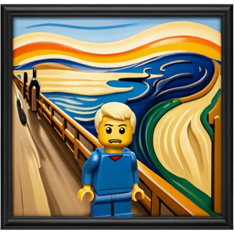 Edvard munch the scream landscape but a minifig emoji