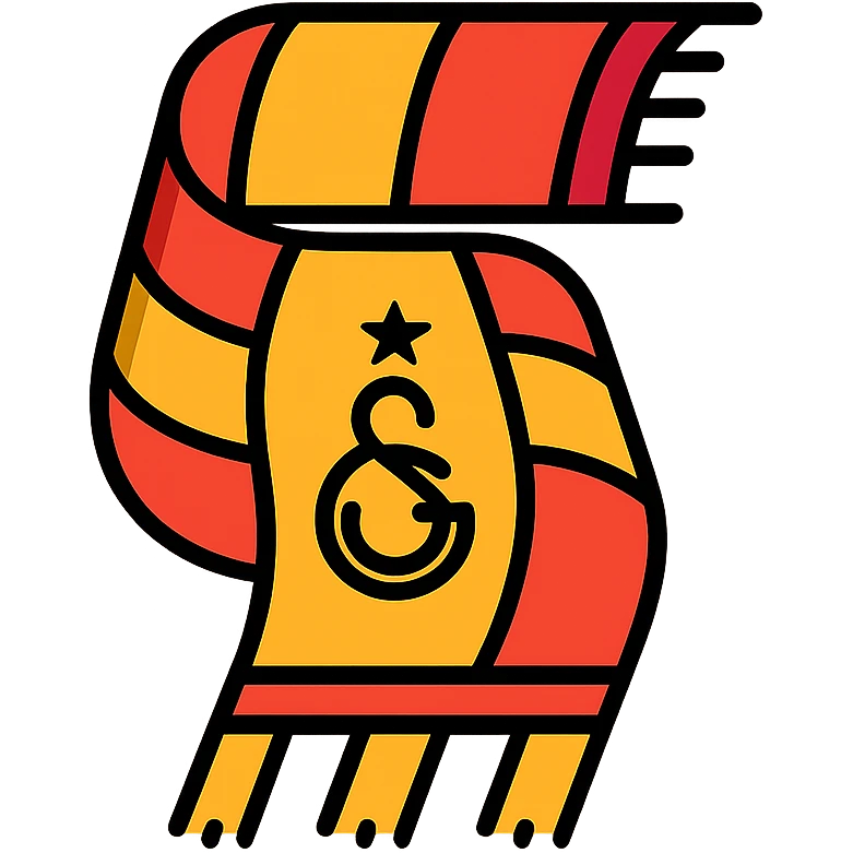 Galatasaray S.K. scarf, yellow and red stripes, waving, fan spirit, simple icon, lineal color icon with black outlines emoji