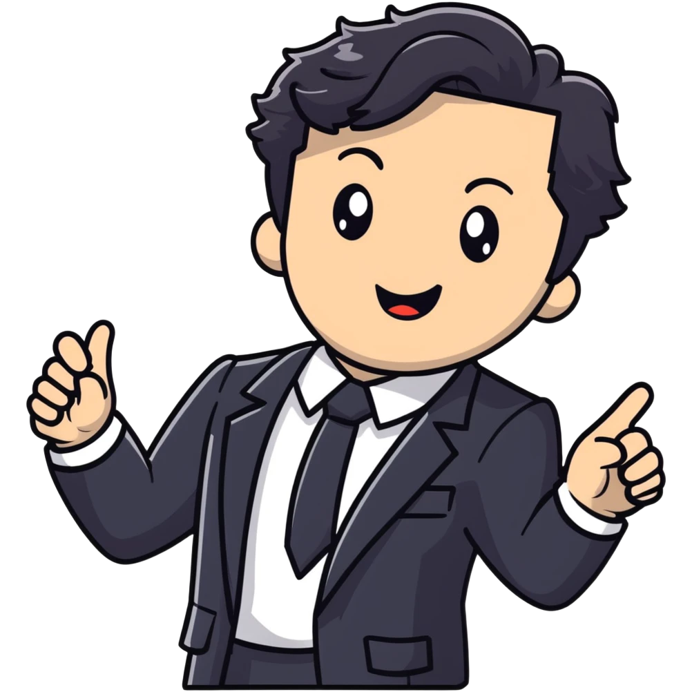 Polished headshot of a management educator with black wavy hair, stubble, strong features, white skin, smart casual attire with blazer, dynamic speaking expression, professional appearance for speaker profile emoji