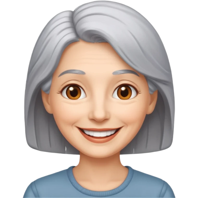 grey haired lady, smiling emoji