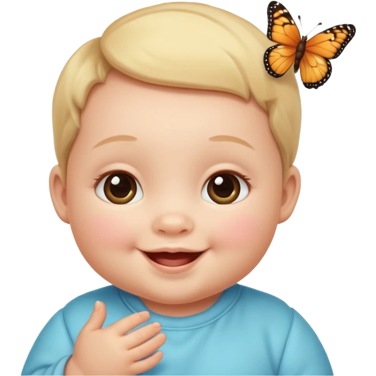 a baby with buffterfly emoji