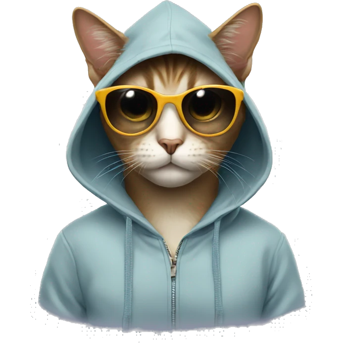 Cat wearing hoodie and sunglasses emoji
