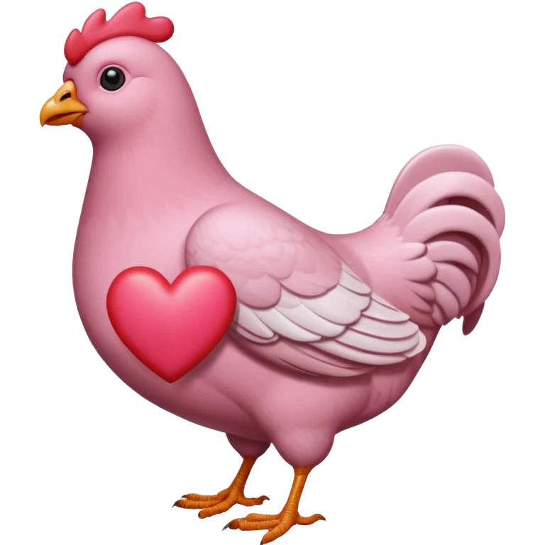 An pink pigeon eating heart shaped chicken  emoji