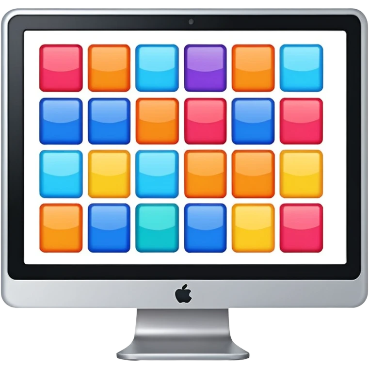 A monitor screen, showing some colorful layouts like scquares, rectangles, etc. emoji