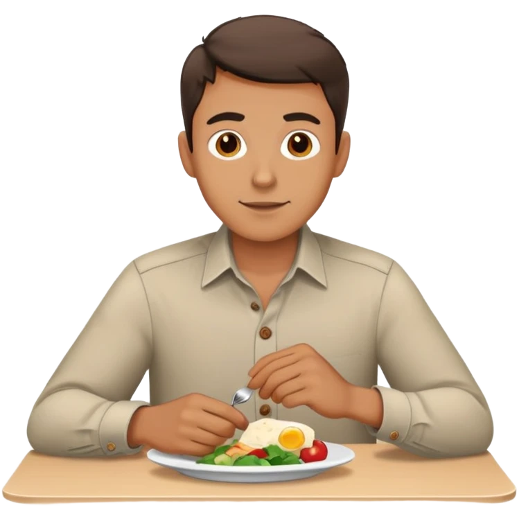 a man is having lunch at the table emoji