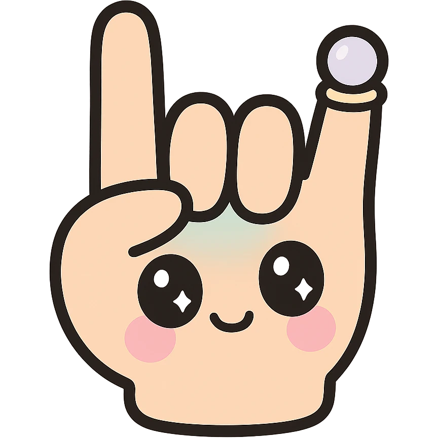 hand with ring finger extended, other fingers folded, kawaii cartoon style emoji