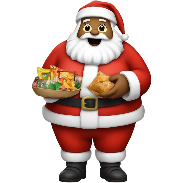 Fat Santa with snacks emoji