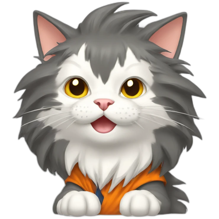 cuta cat with the hair of goku goku-cat emoji