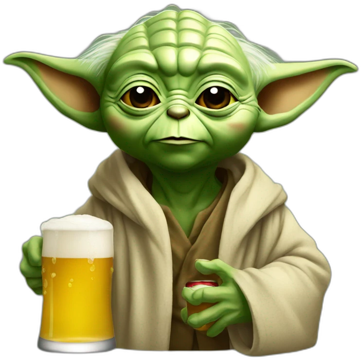 Yoda drinking beer emoji