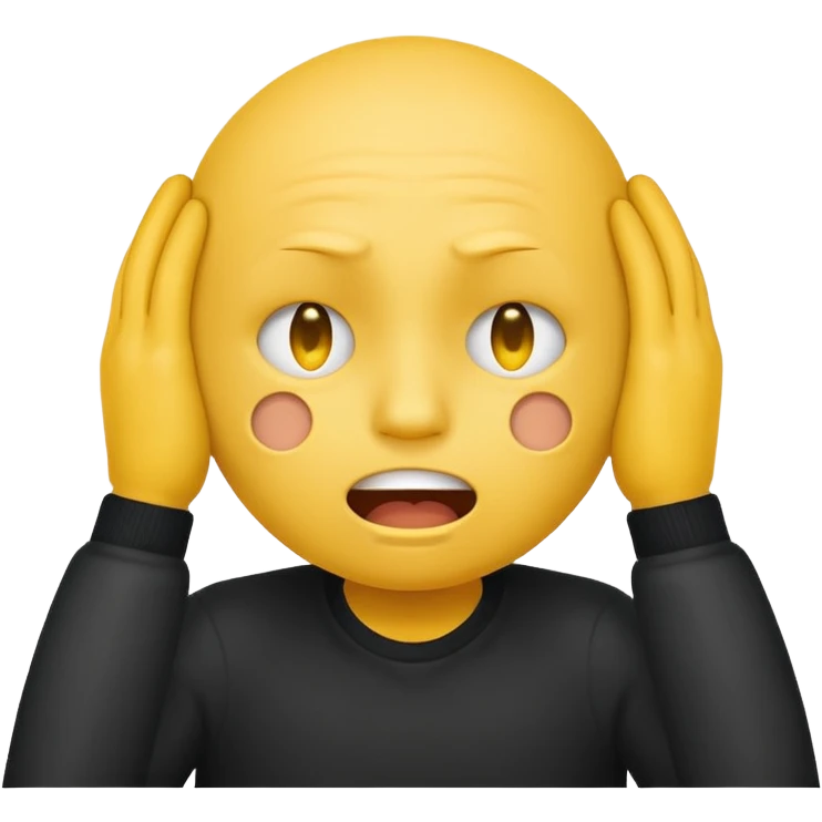 Frustrated smiley face covering their ears emoji
